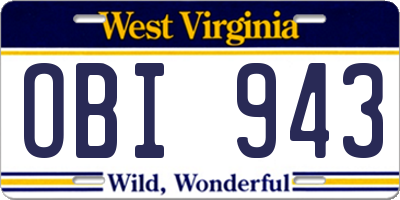 WV license plate OBI943
