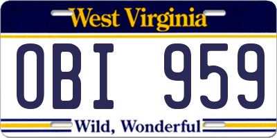 WV license plate OBI959