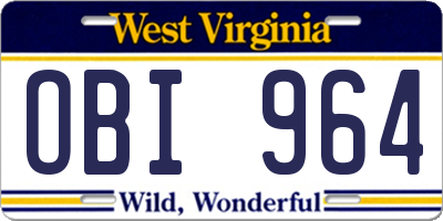 WV license plate OBI964