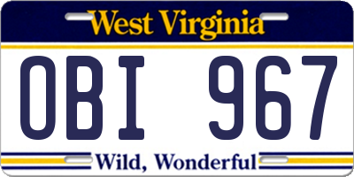 WV license plate OBI967