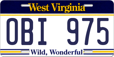 WV license plate OBI975