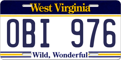 WV license plate OBI976