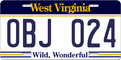 WV license plate OBJ024