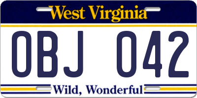 WV license plate OBJ042