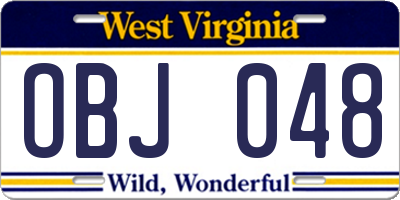 WV license plate OBJ048