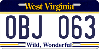 WV license plate OBJ063