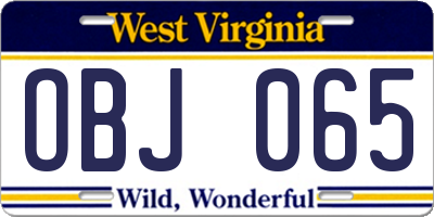 WV license plate OBJ065