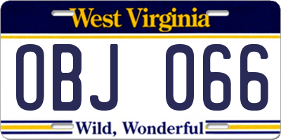 WV license plate OBJ066