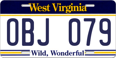 WV license plate OBJ079