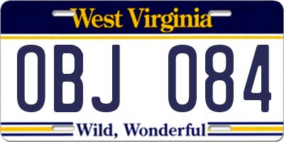 WV license plate OBJ084