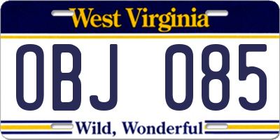 WV license plate OBJ085