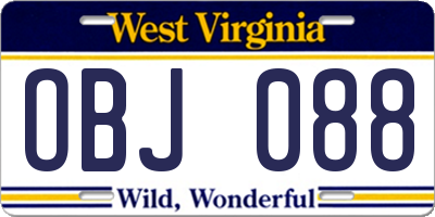 WV license plate OBJ088