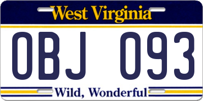 WV license plate OBJ093