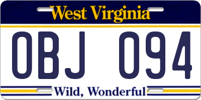 WV license plate OBJ094