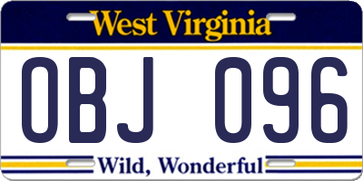 WV license plate OBJ096