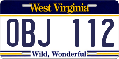 WV license plate OBJ112