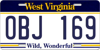 WV license plate OBJ169