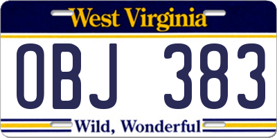 WV license plate OBJ383