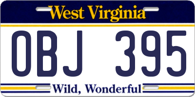 WV license plate OBJ395