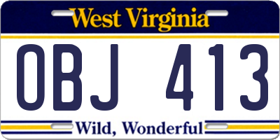 WV license plate OBJ413