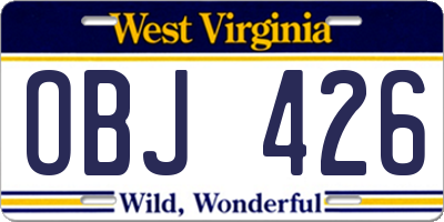 WV license plate OBJ426