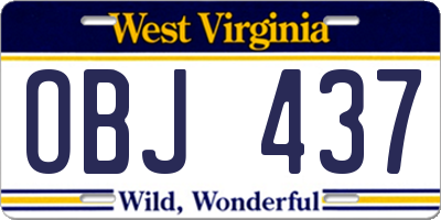 WV license plate OBJ437