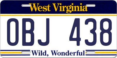 WV license plate OBJ438