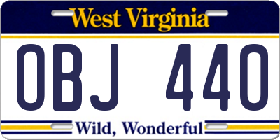 WV license plate OBJ440