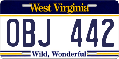 WV license plate OBJ442