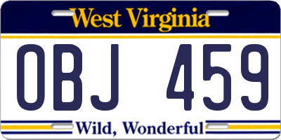 WV license plate OBJ459
