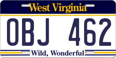 WV license plate OBJ462
