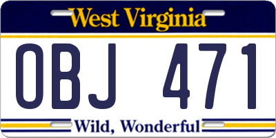 WV license plate OBJ471