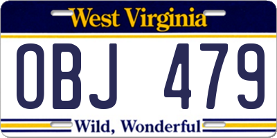 WV license plate OBJ479