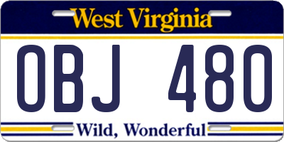 WV license plate OBJ480