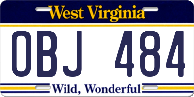 WV license plate OBJ484