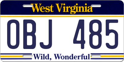 WV license plate OBJ485