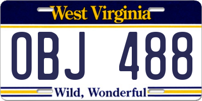 WV license plate OBJ488