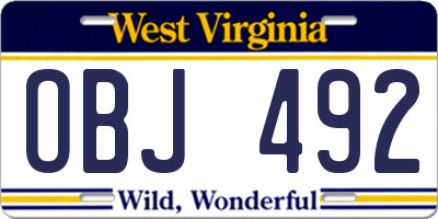 WV license plate OBJ492