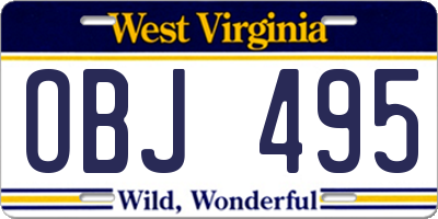 WV license plate OBJ495
