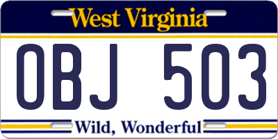 WV license plate OBJ503