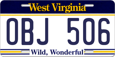 WV license plate OBJ506