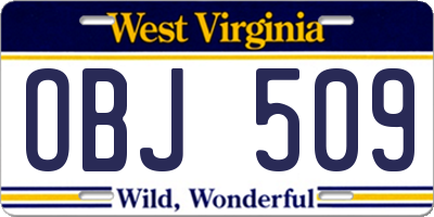 WV license plate OBJ509