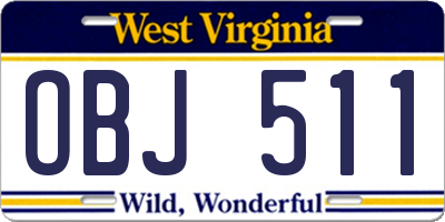 WV license plate OBJ511