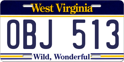 WV license plate OBJ513