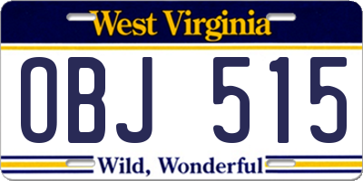 WV license plate OBJ515
