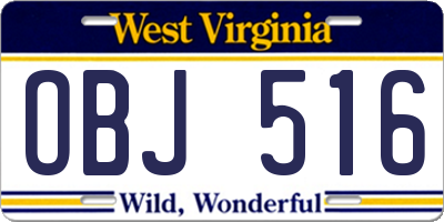 WV license plate OBJ516