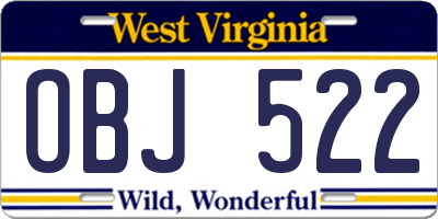 WV license plate OBJ522