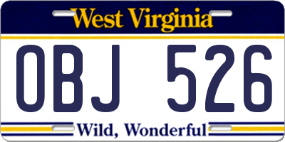 WV license plate OBJ526