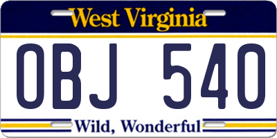 WV license plate OBJ540