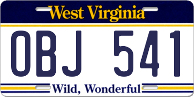 WV license plate OBJ541
